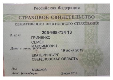 Нашли СНИЛС Гриненко Семён Максимович